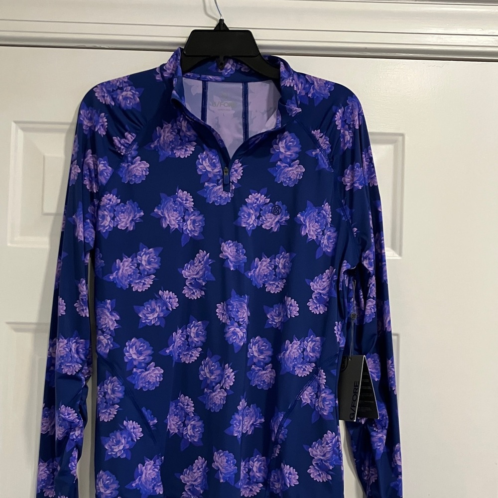 G/FORE Blue and Purple Floral Long Sleeve Tee